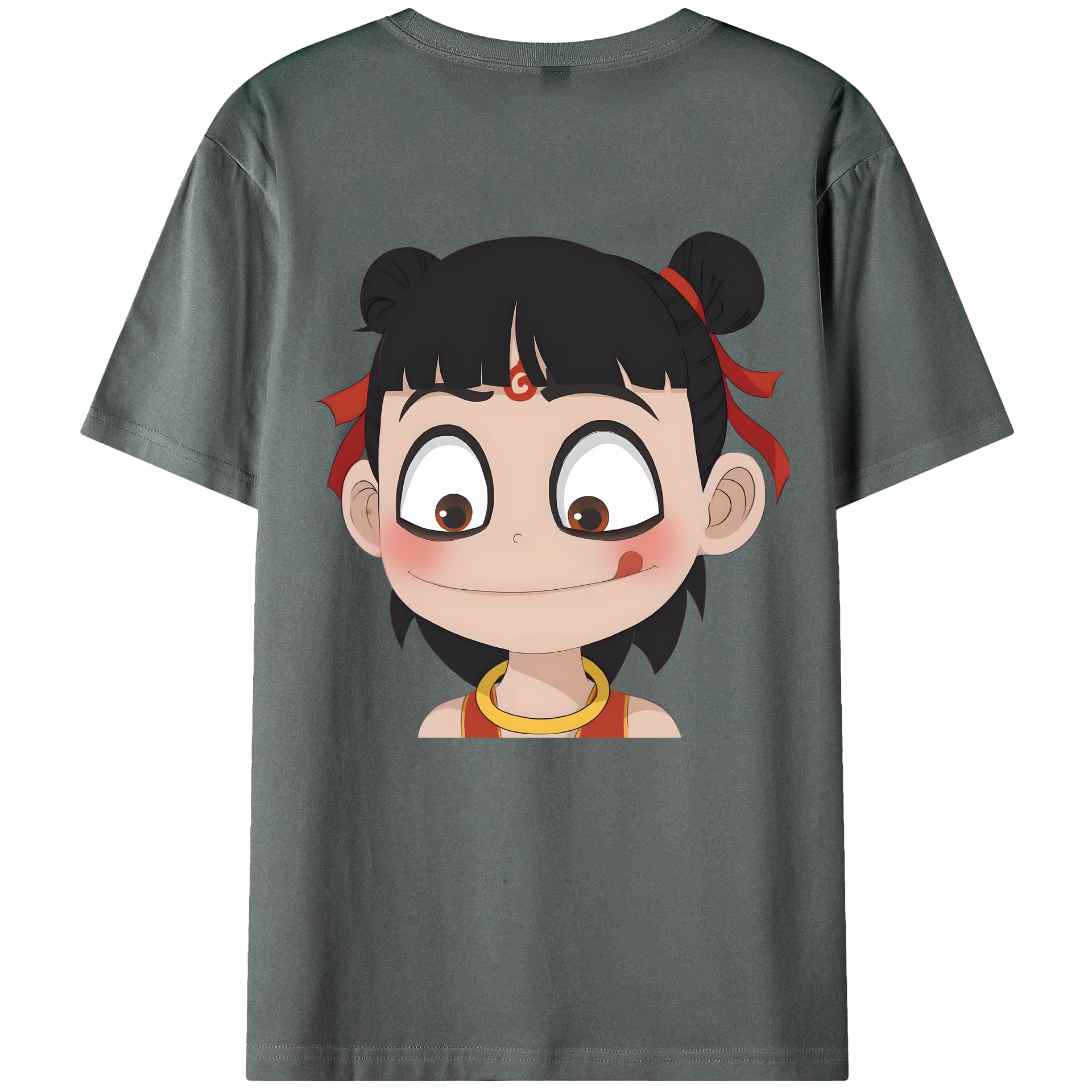 （画像用） Ne Zha 2 ナタ 魔童の大暴れ 綿100％ メンズ半袖Tシャツ（バックプリント） 通気性
